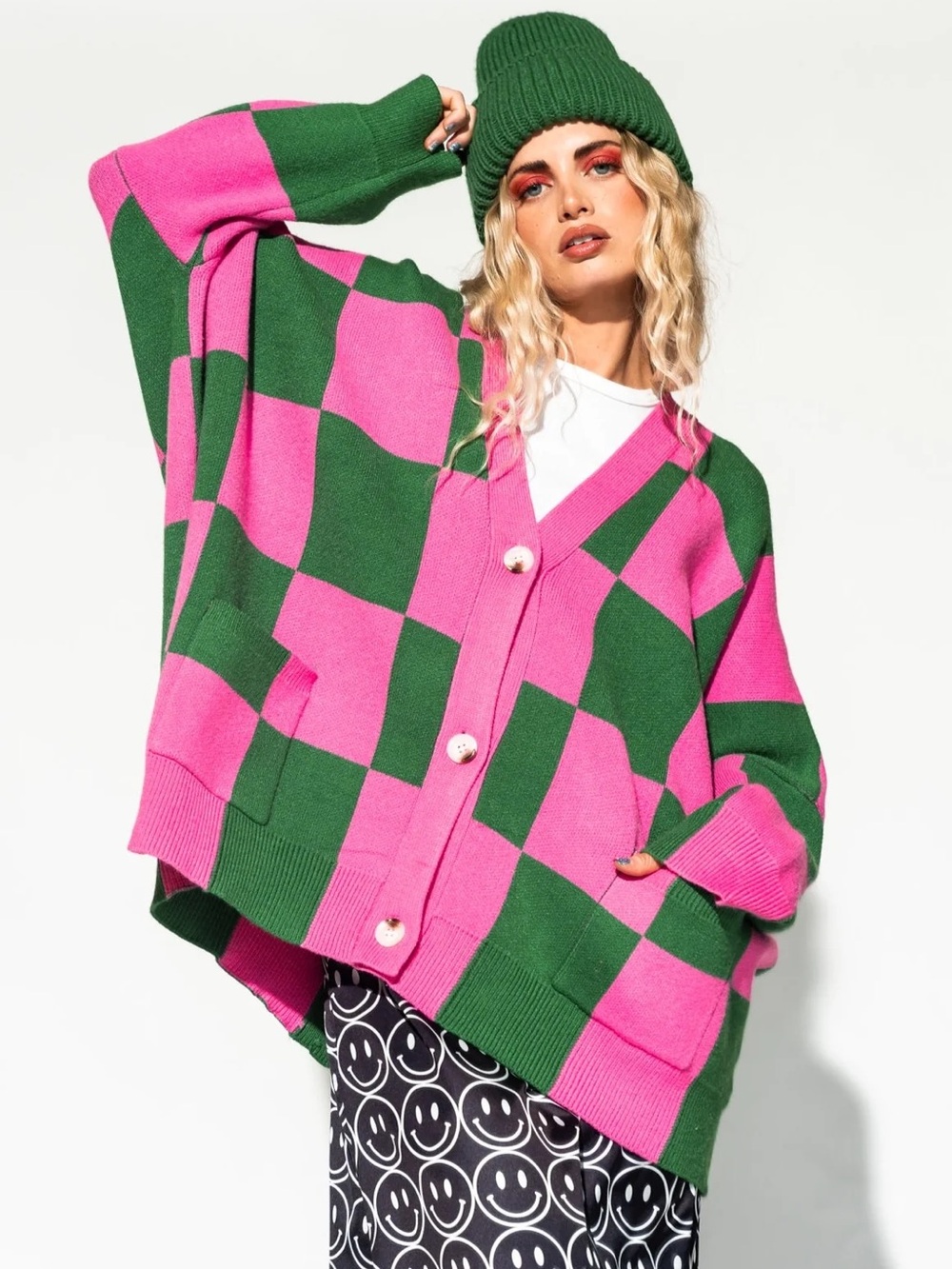 DRESSED IN LALA Checkered Cardigan